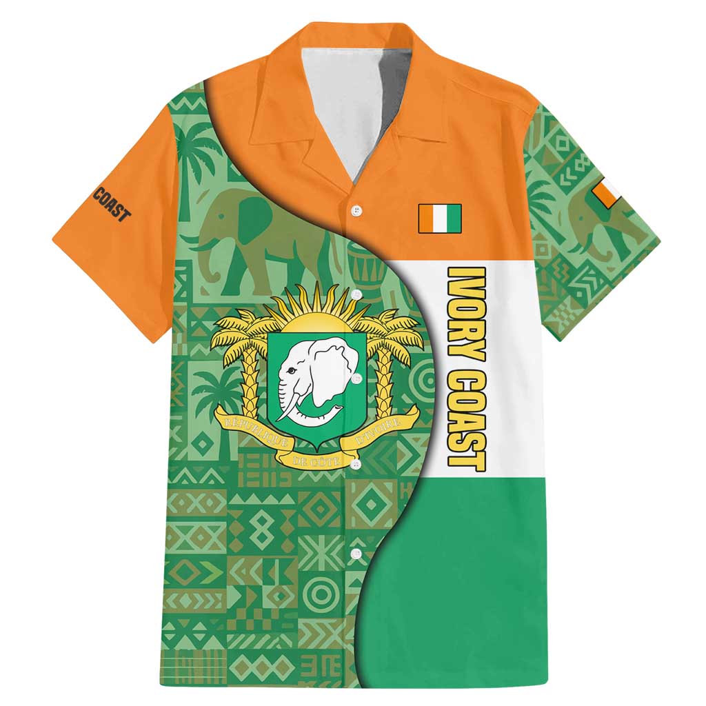 Ivory Coast Family Matching Mermaid Dress and Hawaiian Shirt with Elephant Crest and Tribal Pattern Design - Wonder Print Shop