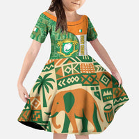 Ivory Coast Family Matching Off Shoulder Maxi Dress and Hawaiian Shirt with Elephant Crest and Tribal Pattern Design - Wonder Print Shop