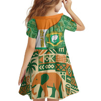 Ivory Coast Family Matching Off Shoulder Maxi Dress and Hawaiian Shirt with Elephant Crest and Tribal Pattern Design - Wonder Print Shop