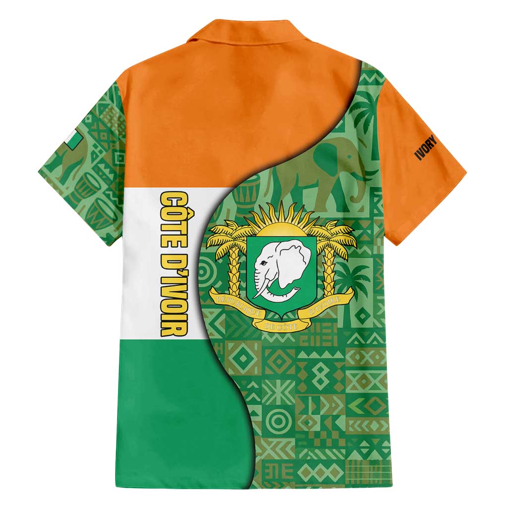 Ivory Coast Family Matching Off Shoulder Short Dress and Hawaiian Shirt with Elephant Crest and Tribal Pattern Design - Wonder Print Shop