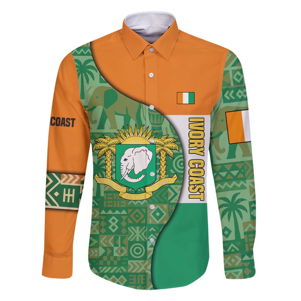 Ivory Coast Family Matching Short Sleeve Bodycon Dress and Hawaiian Shirt with Elephant Crest and Tribal Pattern Design - Wonder Print Shop