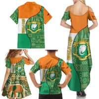 Ivory Coast Family Matching Summer Maxi Dress and Hawaiian Shirt with Elephant Crest and Tribal Pattern Design - Wonder Print Shop