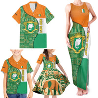 Ivory Coast Family Matching Tank Maxi Dress and Hawaiian Shirt with Elephant Crest and Tribal Pattern Design - Wonder Print Shop