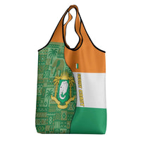 Ivory Coast Grocery Bag with Elephant Crest and Tribal Pattern Design - Wonder Print Shop