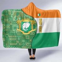 Ivory Coast Hooded Blanket with Elephant Crest and Tribal Pattern Design - Wonder Print Shop