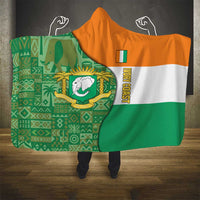 Ivory Coast Hooded Blanket with Elephant Crest and Tribal Pattern Design - Wonder Print Shop