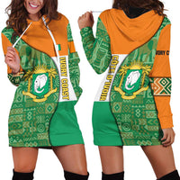 Ivory Coast Hoodie Dress with Elephant Crest and Tribal Pattern Design - Wonder Print Shop