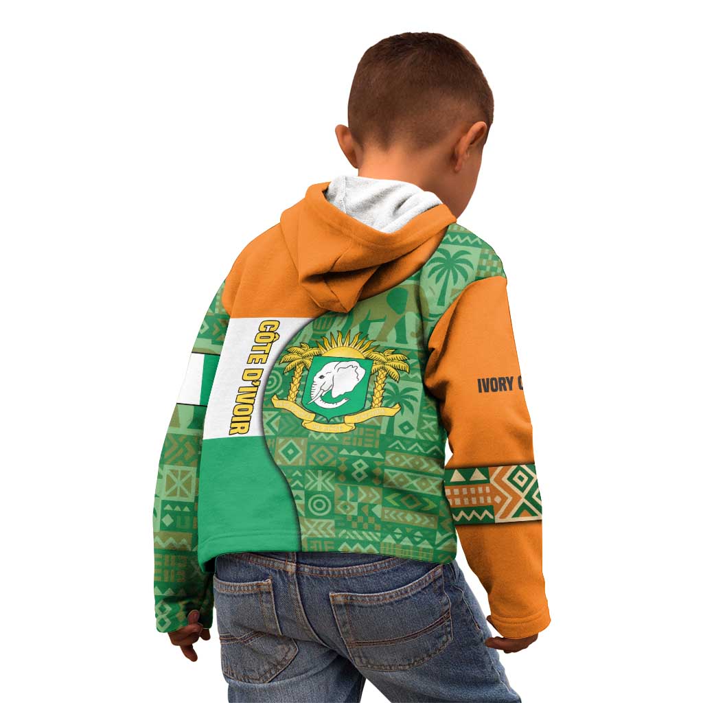 Ivory Coast Kid Hoodie with Elephant Crest and Tribal Pattern Design - Wonder Print Shop