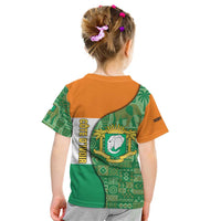 Ivory Coast Kid T Shirt with Elephant Crest and Tribal Pattern Design - Wonder Print Shop