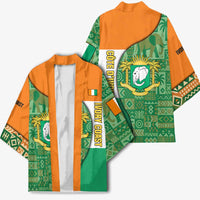 Ivory Coast Kimono with Elephant Crest and Tribal Pattern Design - Wonder Print Shop
