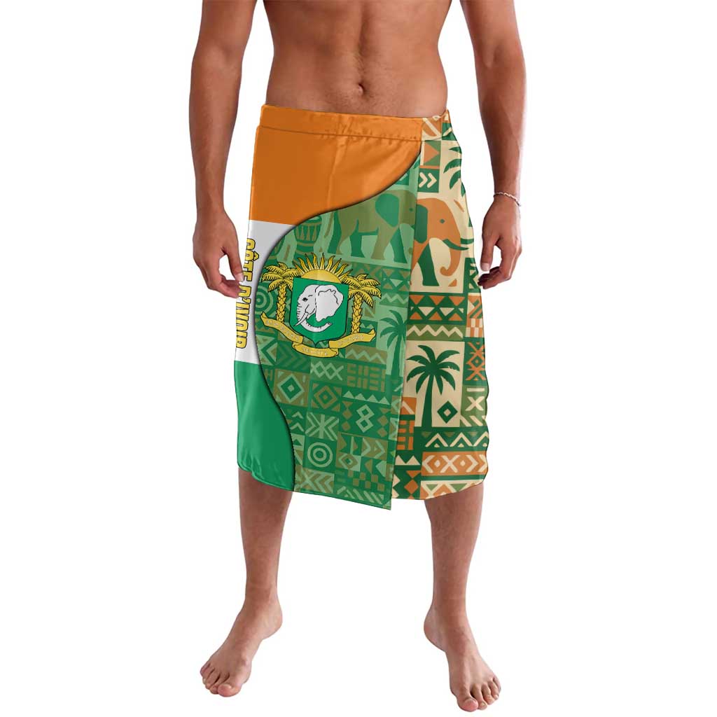 Ivory Coast Lavalava with Elephant Crest and Tribal Pattern Design - Wonder Print Shop
