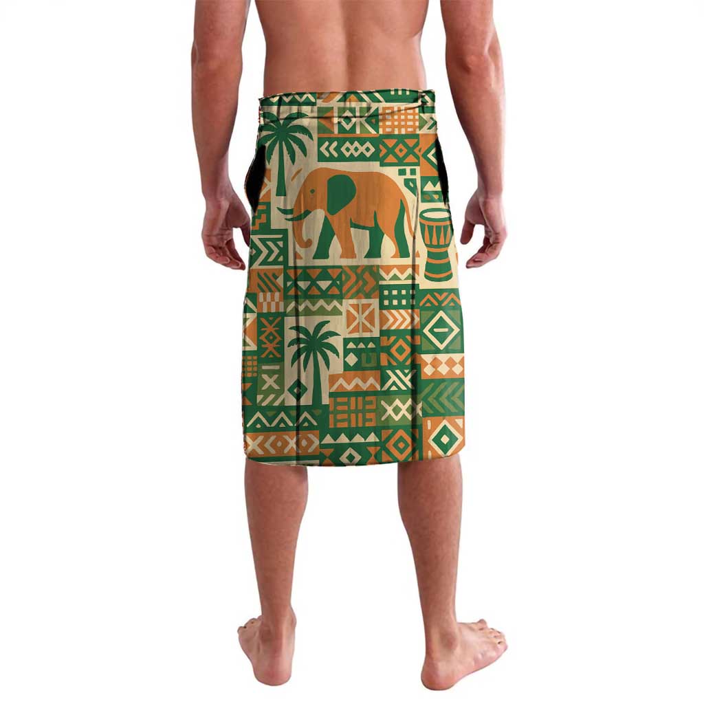 Ivory Coast Lavalava with Elephant Crest and Tribal Pattern Design - Wonder Print Shop