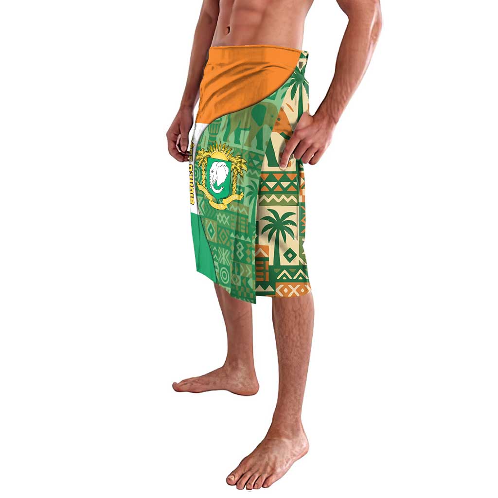 Ivory Coast Lavalava with Elephant Crest and Tribal Pattern Design - Wonder Print Shop