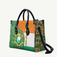 Ivory Coast Leather Bag with Elephant Crest and Tribal Pattern Design - Wonder Print Shop