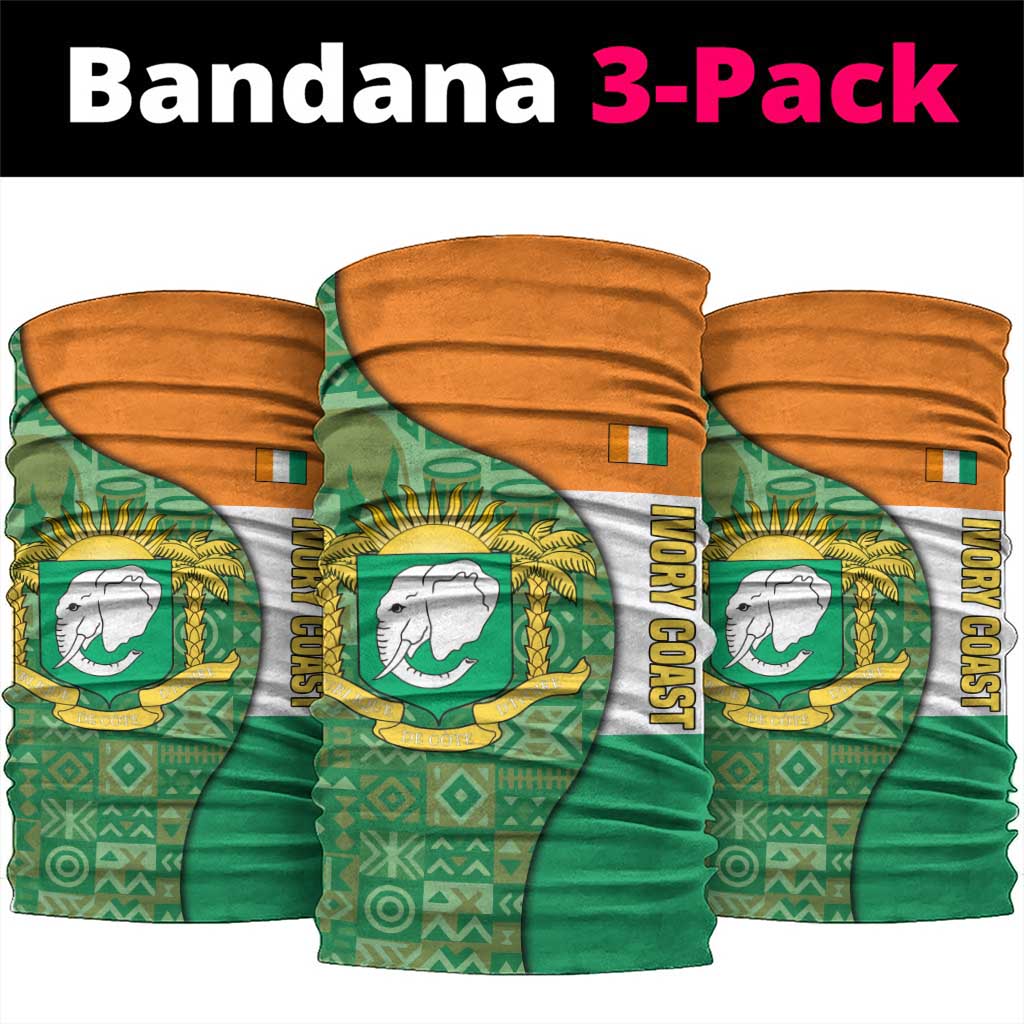 Ivory Coast Neck Gaiter with Elephant Crest and Tribal Pattern Design TS04
