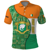 Ivory Coast Polo Shirt with Elephant Crest and Tribal Pattern Design - Wonder Print Shop