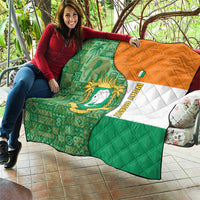 Ivory Coast Quilt with Elephant Crest and Tribal Pattern Design - Wonder Print Shop