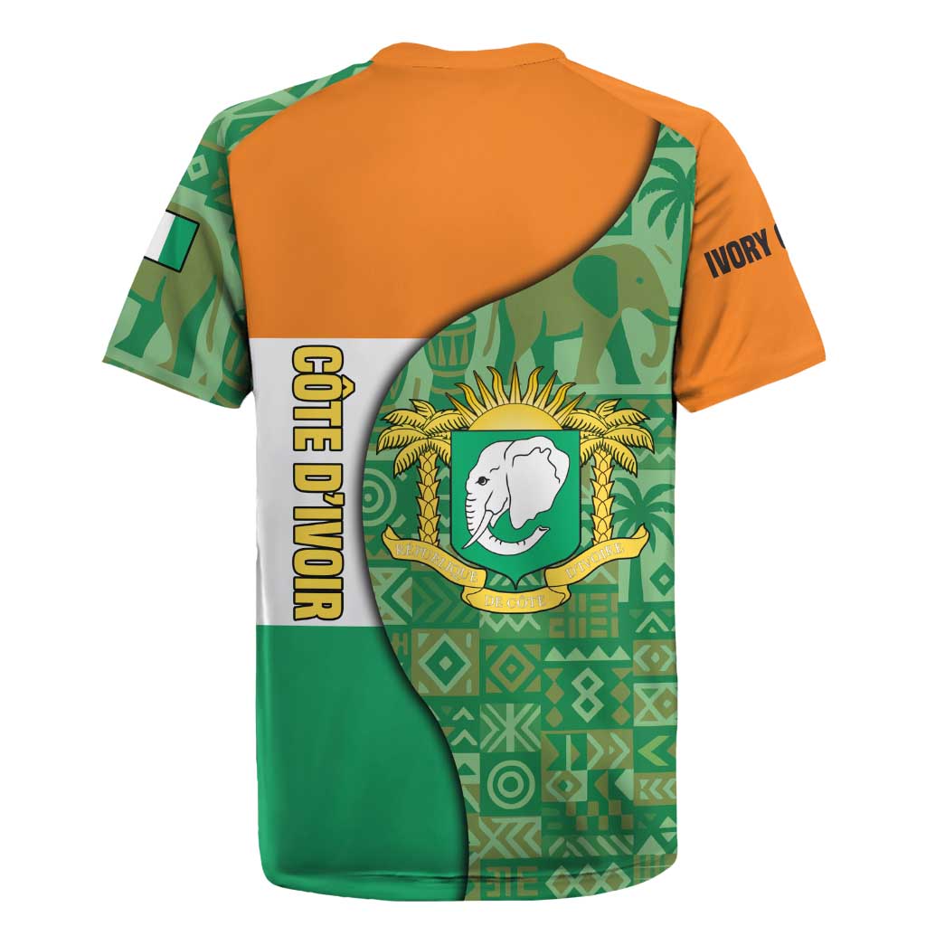 Ivory Coast Rugby Jersey with Elephant Crest and Tribal Pattern Design - Wonder Print Shop