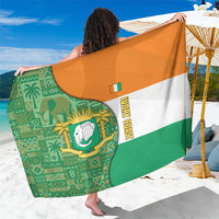 Ivory Coast Sarong with Elephant Crest and Tribal Pattern Design - Wonder Print Shop