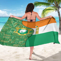 Ivory Coast Sarong with Elephant Crest and Tribal Pattern Design - Wonder Print Shop