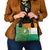 Ivory Coast Shoulder Handbag with Elephant Crest and Tribal Pattern Design - Wonder Print Shop