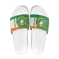 Ivory Coast Slide Sandals with Elephant Crest and Tribal Pattern Design - Wonder Print Shop