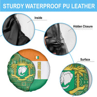 Ivory Coast Spare Tire Cover with Elephant Crest and Tribal Pattern Design - Wonder Print Shop