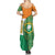 Ivory Coast Summer Maxi Dress with Elephant Crest and Tribal Pattern Design - Wonder Print Shop