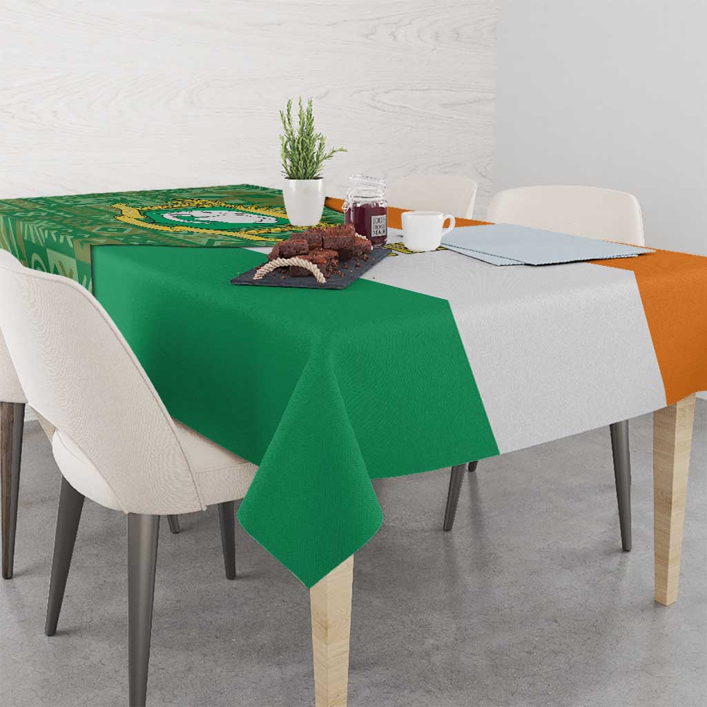 Ivory Coast Tablecloth with Elephant Crest and Tribal Pattern Design - Wonder Print Shop