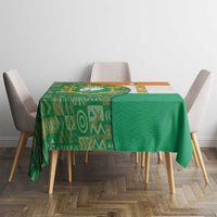 Ivory Coast Tablecloth with Elephant Crest and Tribal Pattern Design - Wonder Print Shop