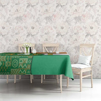 Ivory Coast Tablecloth with Elephant Crest and Tribal Pattern Design - Wonder Print Shop