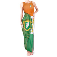 Ivory Coast Tank Maxi Dress with Elephant Crest and Tribal Pattern Design - Wonder Print Shop