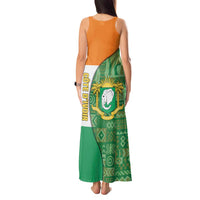 Ivory Coast Tank Maxi Dress with Elephant Crest and Tribal Pattern Design - Wonder Print Shop