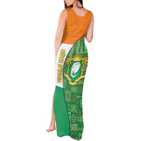 Ivory Coast Tank Maxi Dress with Elephant Crest and Tribal Pattern Design - Wonder Print Shop
