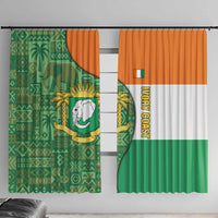 Ivory Coast Window Curtain with Elephant Crest and Tribal Pattern Design - Wonder Print Shop