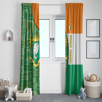 Ivory Coast Window Curtain with Elephant Crest and Tribal Pattern Design - Wonder Print Shop