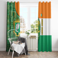 Ivory Coast Window Curtain with Elephant Crest and Tribal Pattern Design - Wonder Print Shop