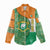 Ivory Coast Women Casual Shirt with Elephant Crest and Tribal Pattern Design - Wonder Print Shop