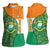 Ivory Coast Women Sleeveless Polo Shirt with Elephant Crest and Tribal Pattern Design - Wonder Print Shop
