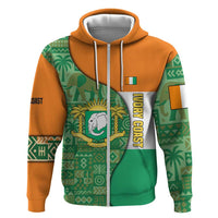 Ivory Coast Zip Hoodie with Elephant Crest and Tribal Pattern Design - Wonder Print Shop