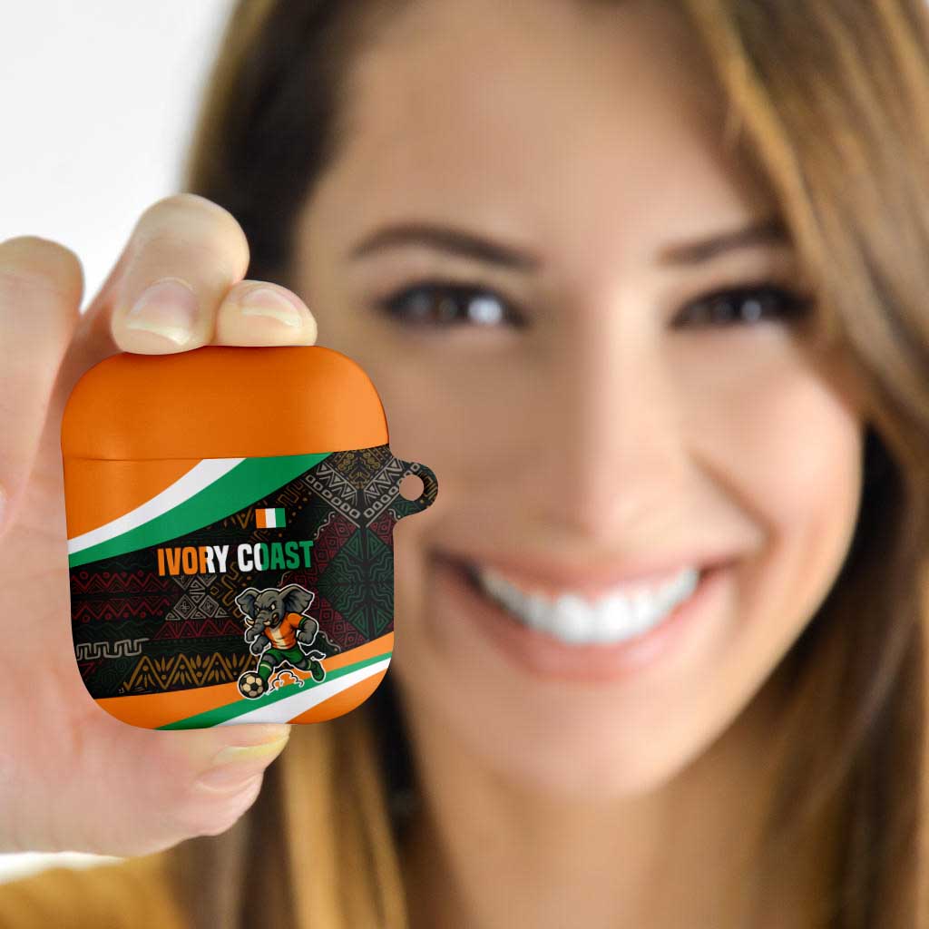 Ivory Coast AirPods Case with Soccer Elephant and Tribal Pattern Design - Wonder Print Shop