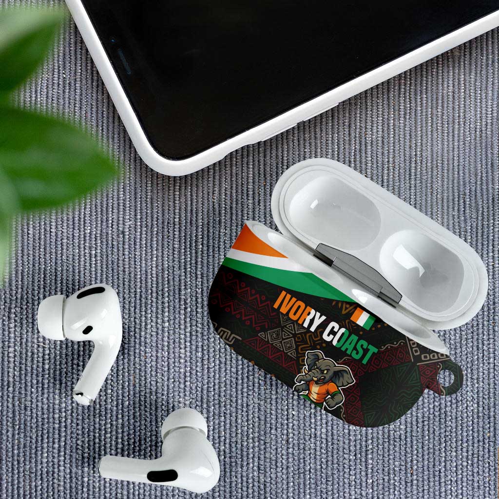 Ivory Coast AirPods Case with Soccer Elephant and Tribal Pattern Design - Wonder Print Shop