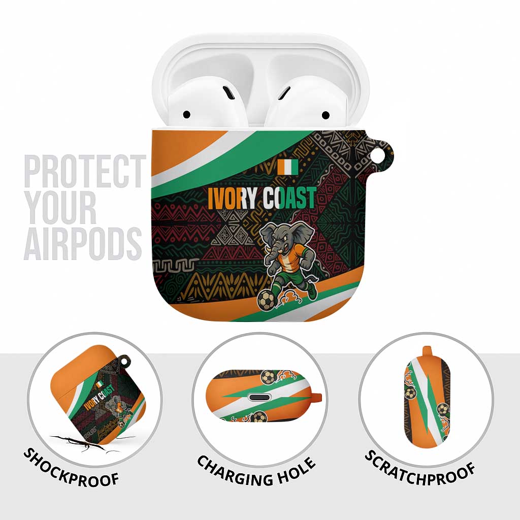 Ivory Coast AirPods Case with Soccer Elephant and Tribal Pattern Design - Wonder Print Shop