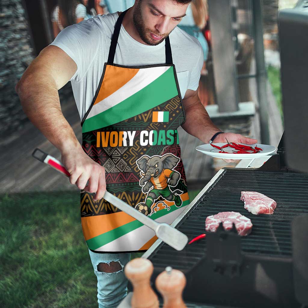 Ivory Coast Apron with Soccer Elephant and Tribal Pattern Design - Wonder Print Shop