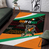 Ivory Coast Area Rug with Soccer Elephant and Tribal Pattern Design - Wonder Print Shop