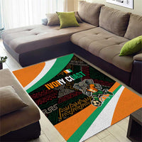 Ivory Coast Area Rug with Soccer Elephant and Tribal Pattern Design - Wonder Print Shop