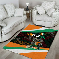 Ivory Coast Area Rug with Soccer Elephant and Tribal Pattern Design - Wonder Print Shop