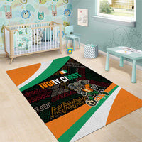 Ivory Coast Area Rug with Soccer Elephant and Tribal Pattern Design - Wonder Print Shop