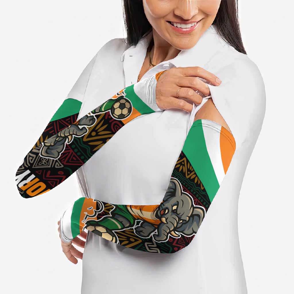 Ivory Coast Arm Sleeves with Soccer Elephant and Tribal Pattern Design - Wonder Print Shop