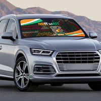 Ivory Coast Auto Sun Shade with Soccer Elephant and Tribal Pattern Design - Wonder Print Shop